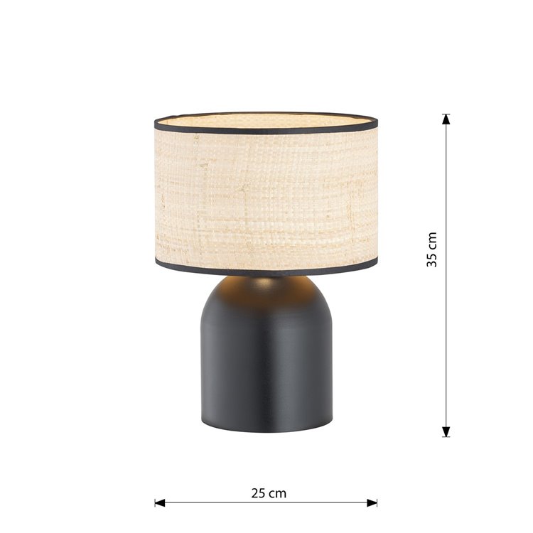 ASPEN LN1 BLACK/RATTAN EMIBIG Lampka nocna