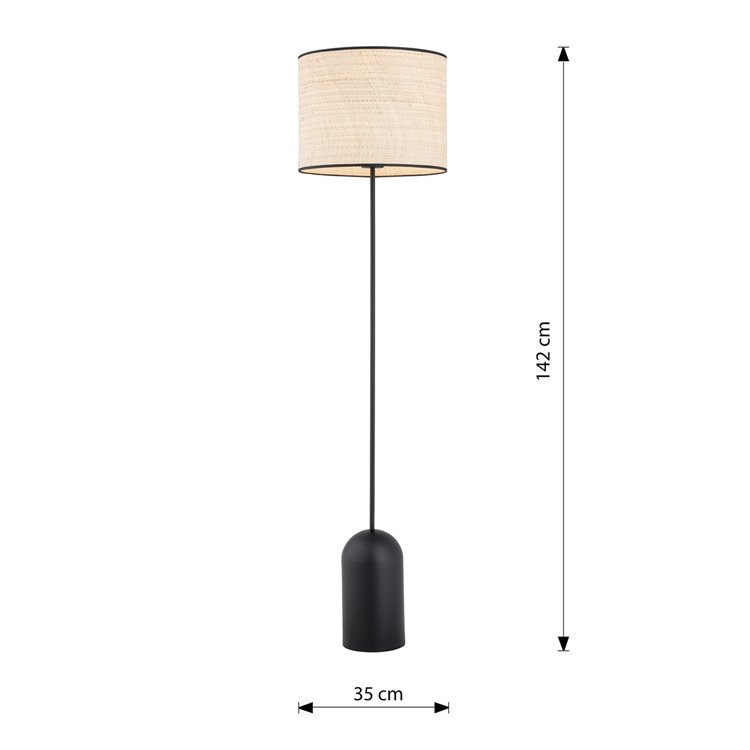 ASPEN LP1 BLACK/RATTAN EMIBIG Lampa podłogowa