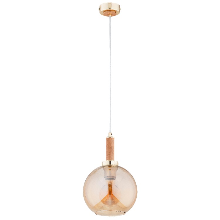 HETTY DREWNIANA & ZŁOTA 3xE27 Alfa Lampa Wisząca 61393