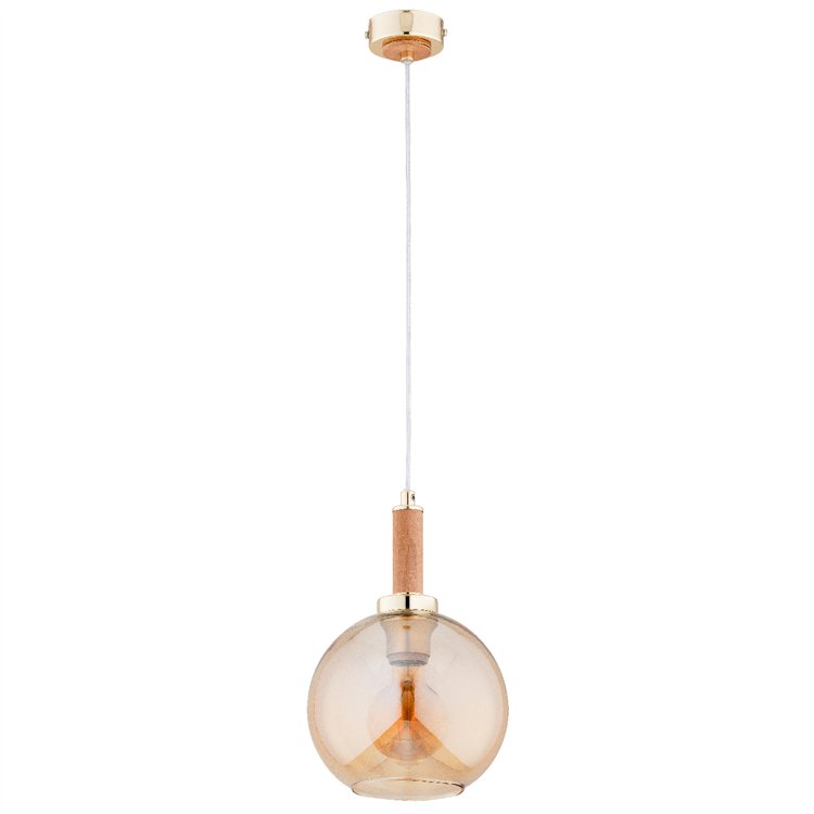 HETTY DREWNIANA & ZŁOTA 3xE27 Alfa Lampa Wisząca