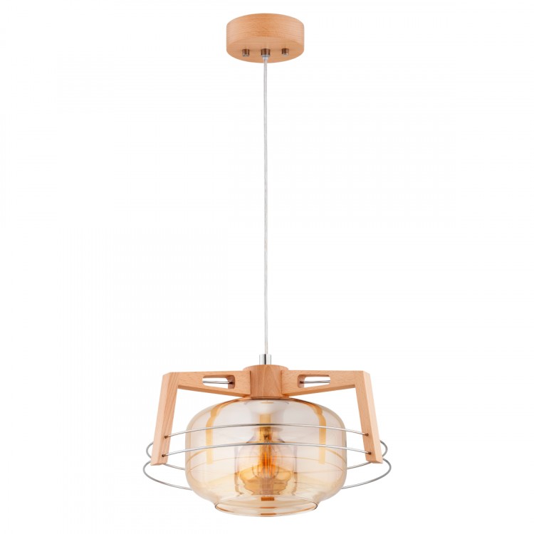 ISKAR DREWNIANA 1xE27 Alfa Lampa Wisząca 61366