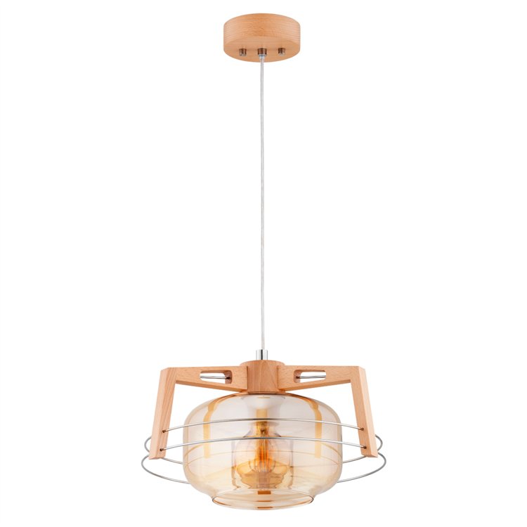 ISKAR DREWNIANA 1xE27 Alfa Lampa Wisząca