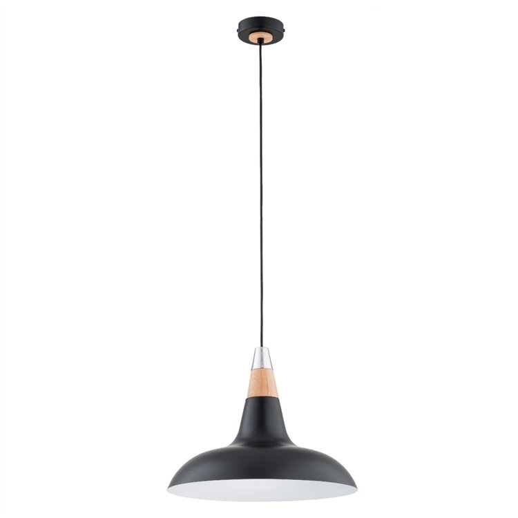 DORO R-2 CZARNA & DREWNIANA 1xE27 Alfa Lampa Wisząca