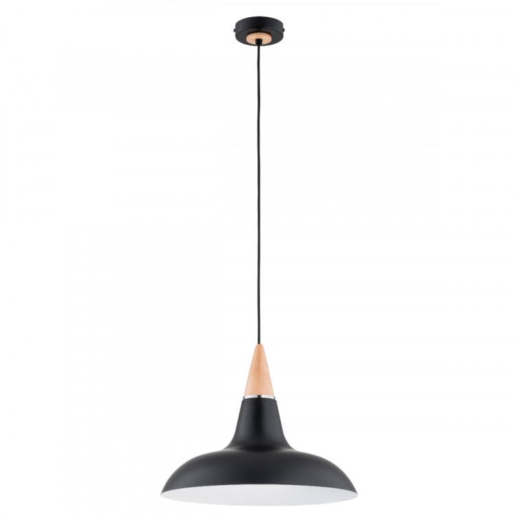 DORO R-3 CZARNA & DREWNIANA 1xE27 Alfa Lampa Wisząca 61362