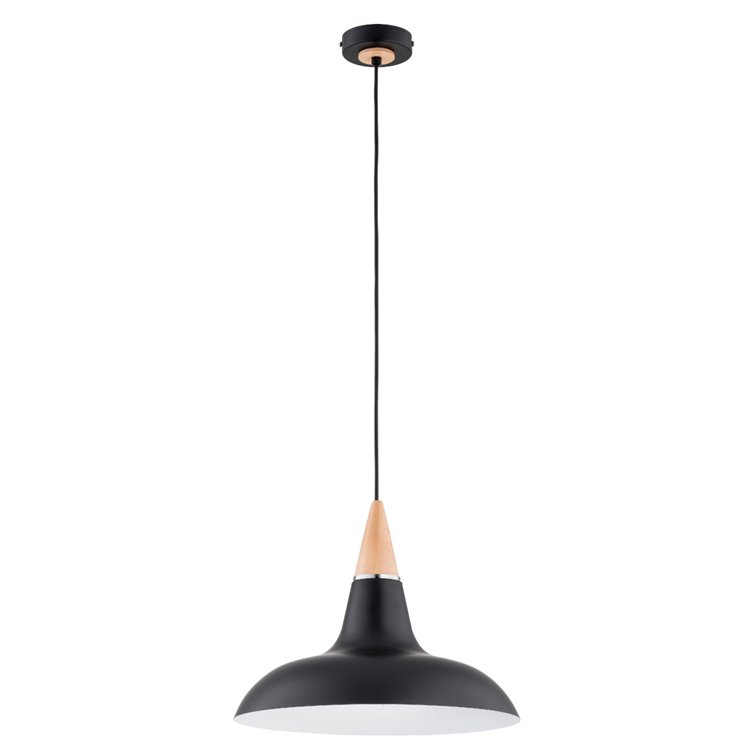 DORO R-3 CZARNA & DREWNIANA 1xE27 Alfa Lampa Wisząca