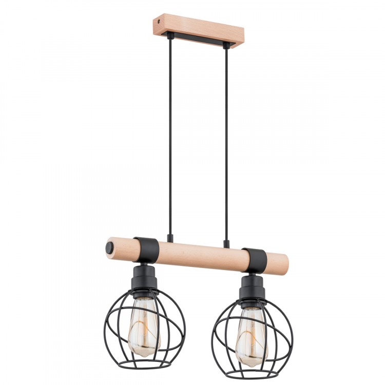 FIBIA DREWNIANA 2xE27 Alfa Lampa Wisząca 62001