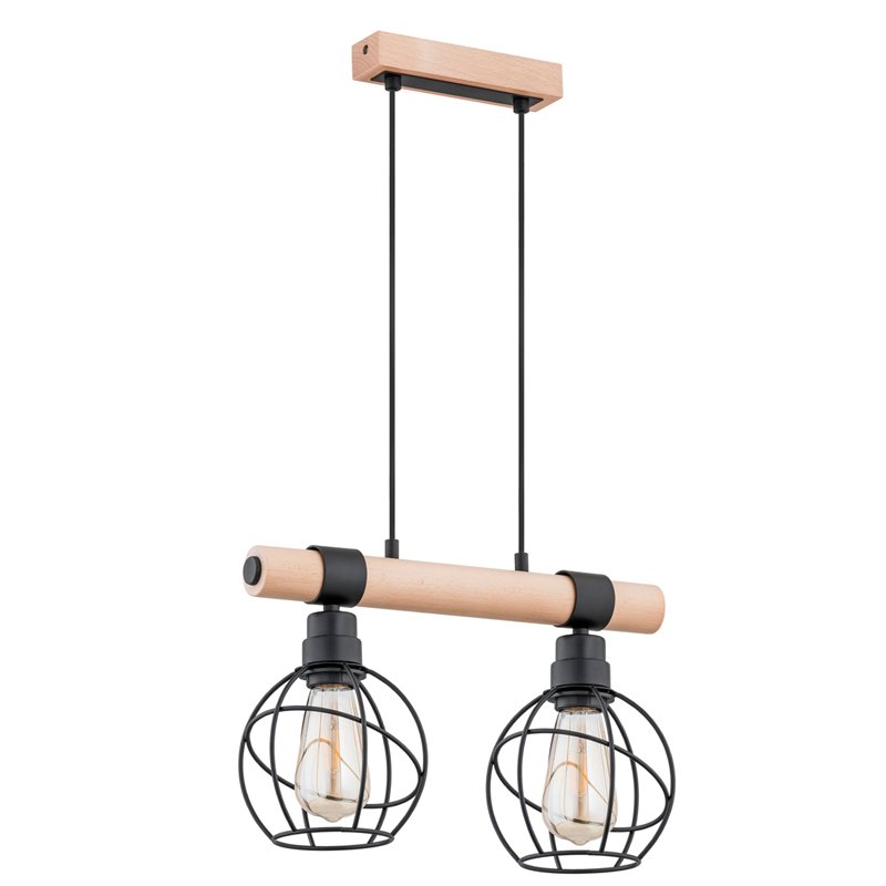 FIBIA DREWNIANA 2xE27 Alfa Lampa Wisząca FIBIA DREWNIANA 2xE27 Alfa Lampa Wisząca