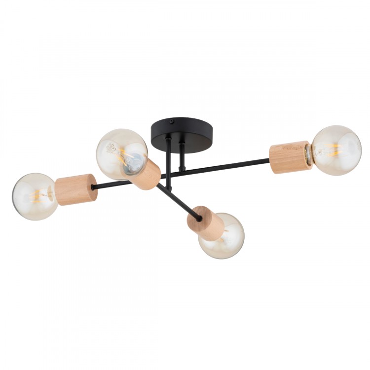 LA-STENA CZARNA 4xE27 Alfa Lampa Sufitowa 63249