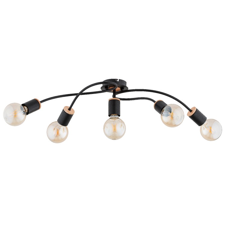 GERSO CZARNA & DREWNIANA 5xE27 Alfa Lampa Sufitowa 63286
