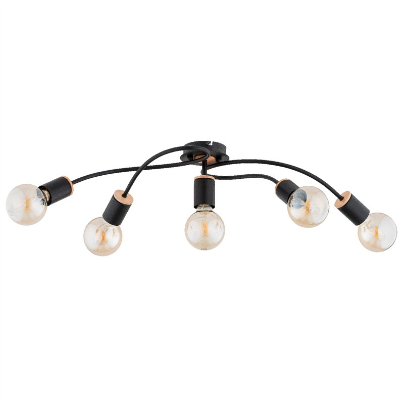 GERSO CZARNA & DREWNIANA 5xE27 Alfa Lampa Sufitowa GERSO CZARNA & DREWNIANA 5xE27 Alfa Lampa Sufitowa
