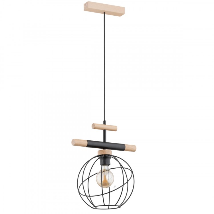 TRENDY BASKET DREWNIANA 1xE27 Alfa Lampa Wisząca 60970