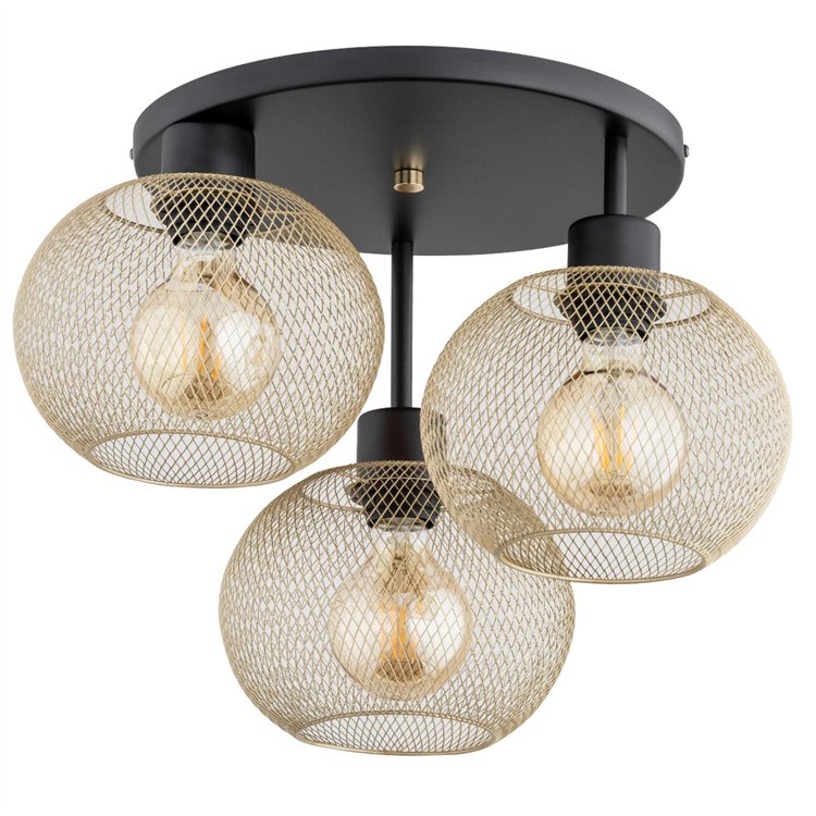 KERSO MIX CZARNO-ZŁOTA 3xE27 Alfa Lampa Sufitowa