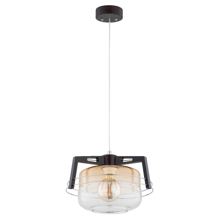 ISKAR WENGE DREWNIANA 1xE27 Alfa Lampa Wisząca