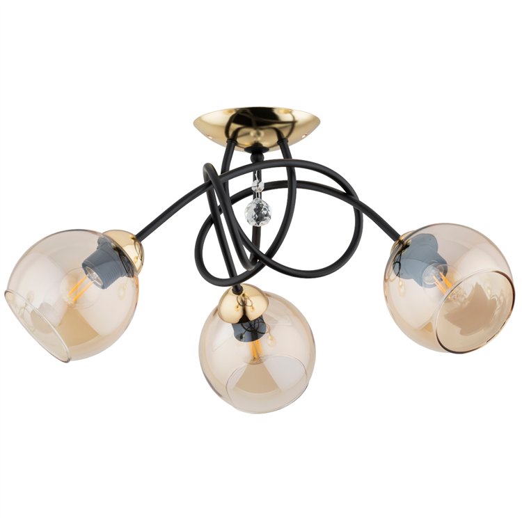 MODENA CZARNO-ZŁOTA 3xE27 Alfa Lampa Sufitowa
