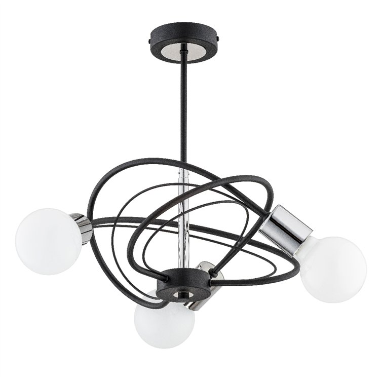 LUER CZARNA 3xE27 Alfa Lampa Sufitowa