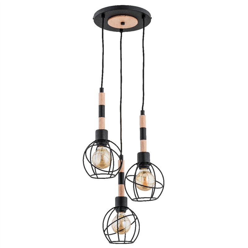 BILBAO DREWNIANA 3xE27 Alfa Lampa Wisząca BILBAO DREWNIANA 3xE27 Alfa Lampa Wisząca