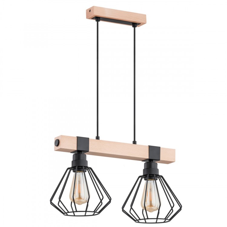 FIBIA DREWNIANA 2xE27 Alfa Lampa Wisząca 62000