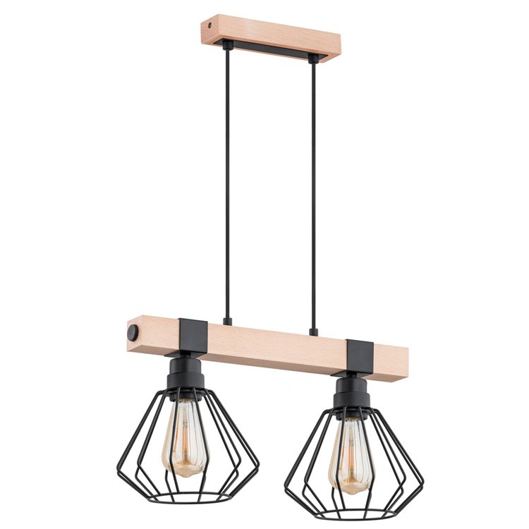 FIBIA DREWNIANA 2xE27 Alfa Lampa Wisząca