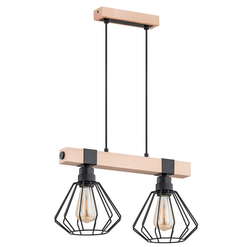 FIBIA DREWNIANA 2xE27 Alfa Lampa Wisząca FIBIA DREWNIANA 2xE27 Alfa Lampa Wisząca