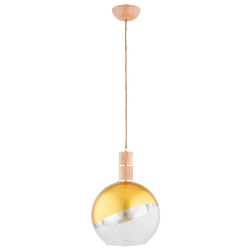 LIVO DREWNIANA & ZŁOTA 1xE27 Alfa Lampa Wisząca LIVO DREWNIANA & ZŁOTA 1xE27 Alfa Lampa Wisząca