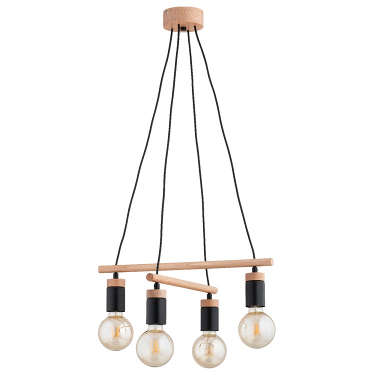 MILTO DREWNIANA 4xE27 Alfa Lampa Wisząca