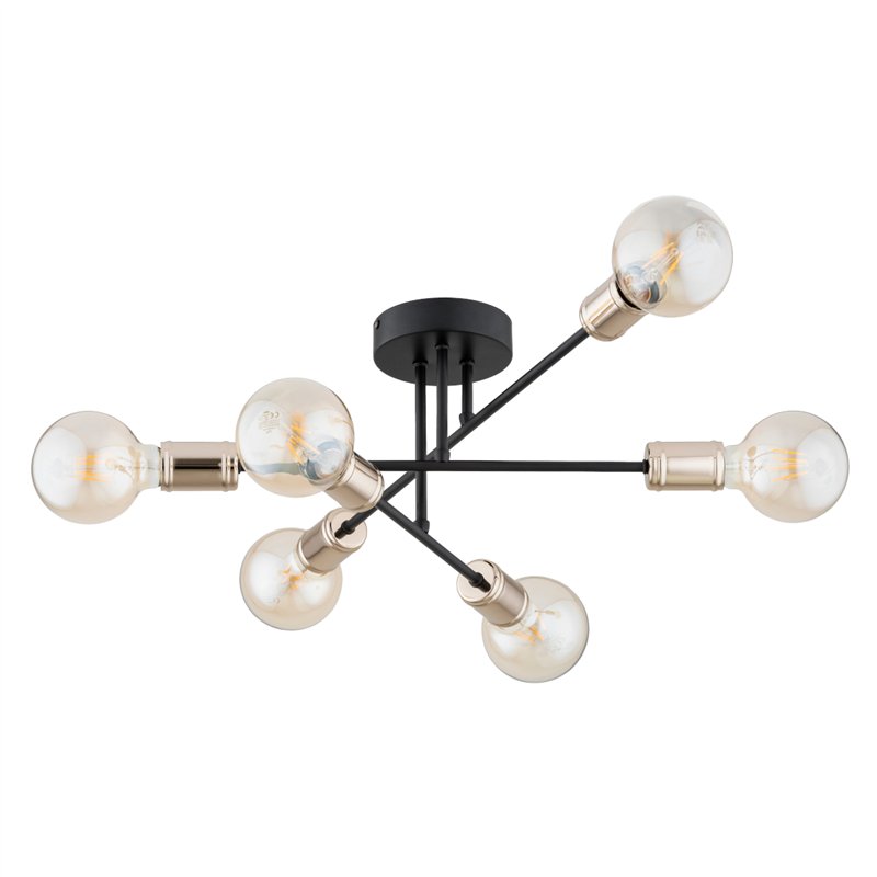ESTENA CZARNA & ZŁOTA 6xE27 Alfa Lampa Sufitowa ESTENA CZARNA & ZŁOTA 6xE27 Alfa Lampa Sufitowa