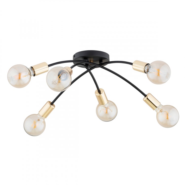LENSI MAX CZARNA & ZŁOTA 6xE27 Alfa Lampa Sufitowa 63229