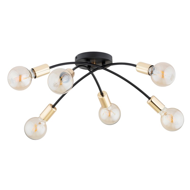 LENSI MAX CZARNA & ZŁOTA 6xE27 Alfa Lampa Sufitowa LENSI MAX CZARNA & ZŁOTA 6xE27 Alfa Lampa Sufitowa