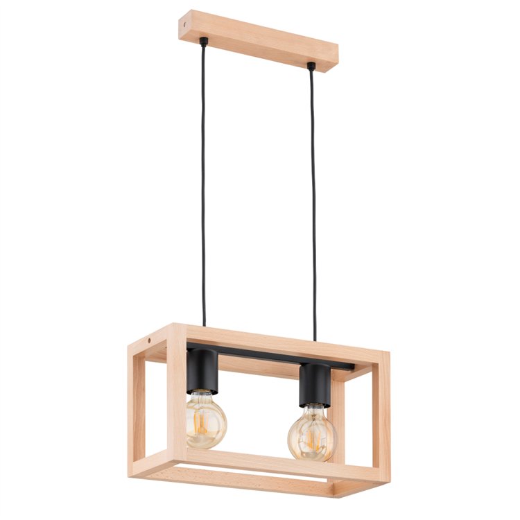 PAKO DREWNIANA 2xE27 Alfa Lampa Wisząca