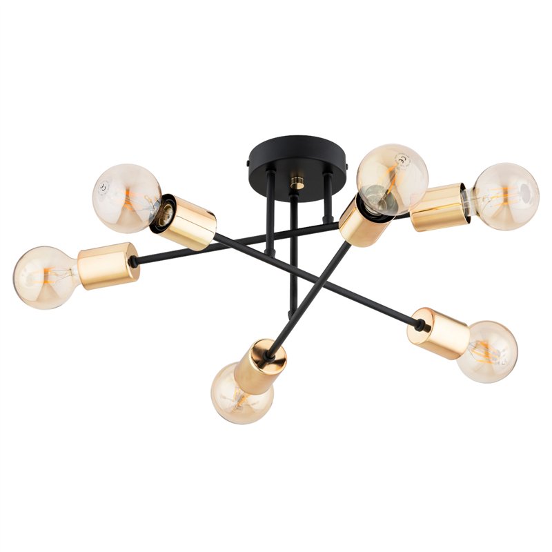 ROSA CZARNA & ZŁOTA 6xE27 Alfa Lampa Sufitowa ROSA CZARNA & ZŁOTA 6xE27 Alfa Lampa Sufitowa