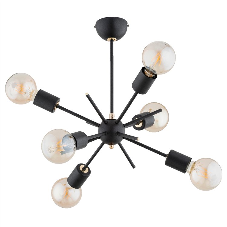 IGEL CZARNA & ZŁOTA 6xE27 Alfa Lampa Sufitowa