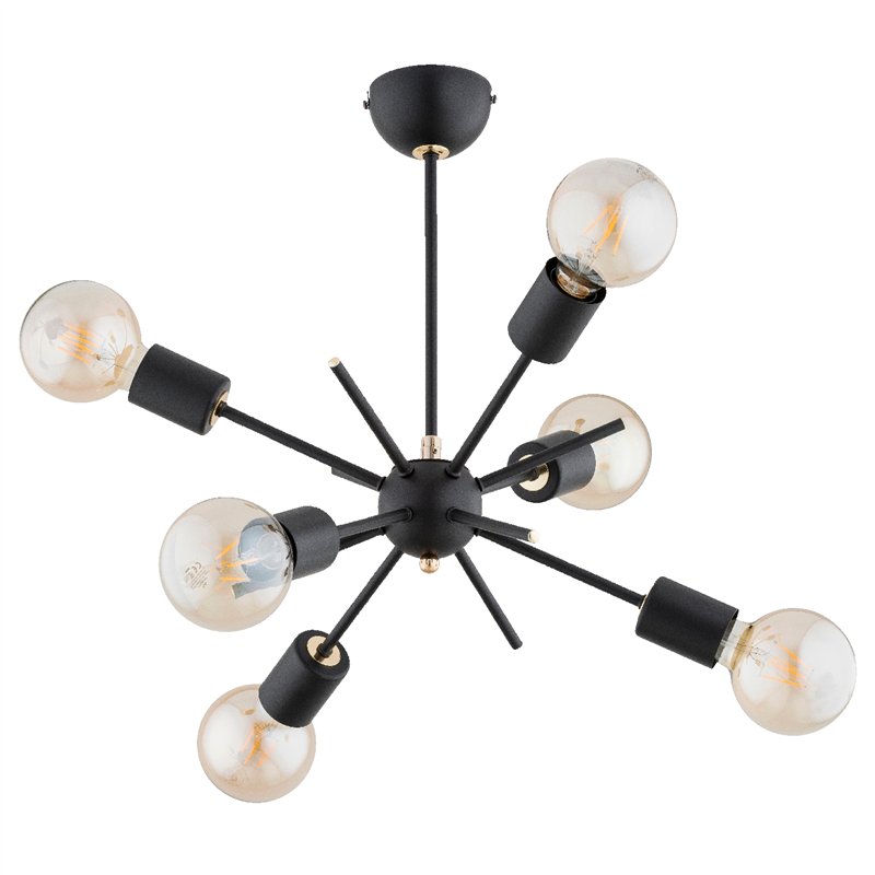 IGEL CZARNA & ZŁOTA 6xE27 Alfa Lampa Sufitowa IGEL CZARNA & ZŁOTA 6xE27 Alfa Lampa Sufitowa