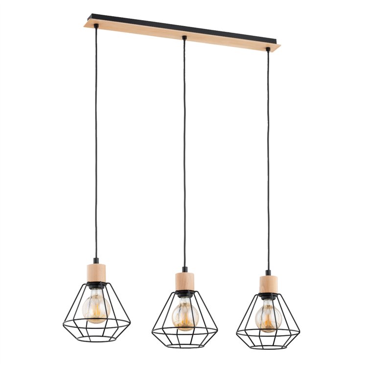KASTEL BASKET DREWNIANA 3xE27 Alfa Lampa Wisząca