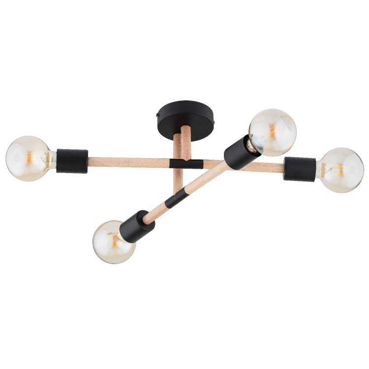 OTELLO DREWNIANA & CZARNA 4xE27 Alfa Lampa Sufitowa 63274