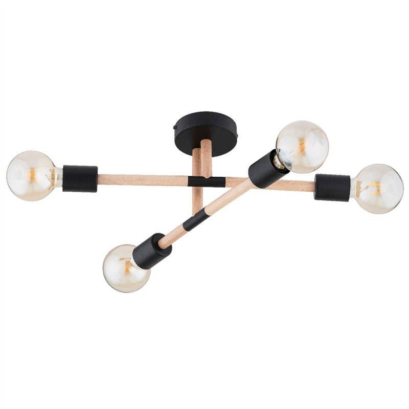 OTELLO DREWNIANA & CZARNA 4xE27 Alfa Lampa Sufitowa OTELLO DREWNIANA & CZARNA 4xE27 Alfa Lampa Sufitowa