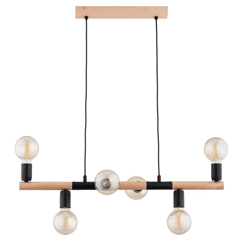 LIDO DREWNIANA & CZARNA 6xE27 Alfa Lampa Wisząca LIDO DREWNIANA & CZARNA 6xE27 Alfa Lampa Wisząca