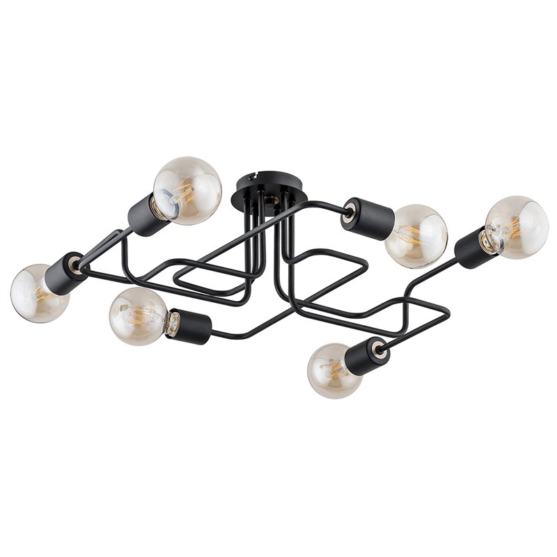 HOOK CZARNA 6xE27 Alfa Lampa Sufitowa HOOK CZARNA 6xE27 Alfa Lampa Sufitowa