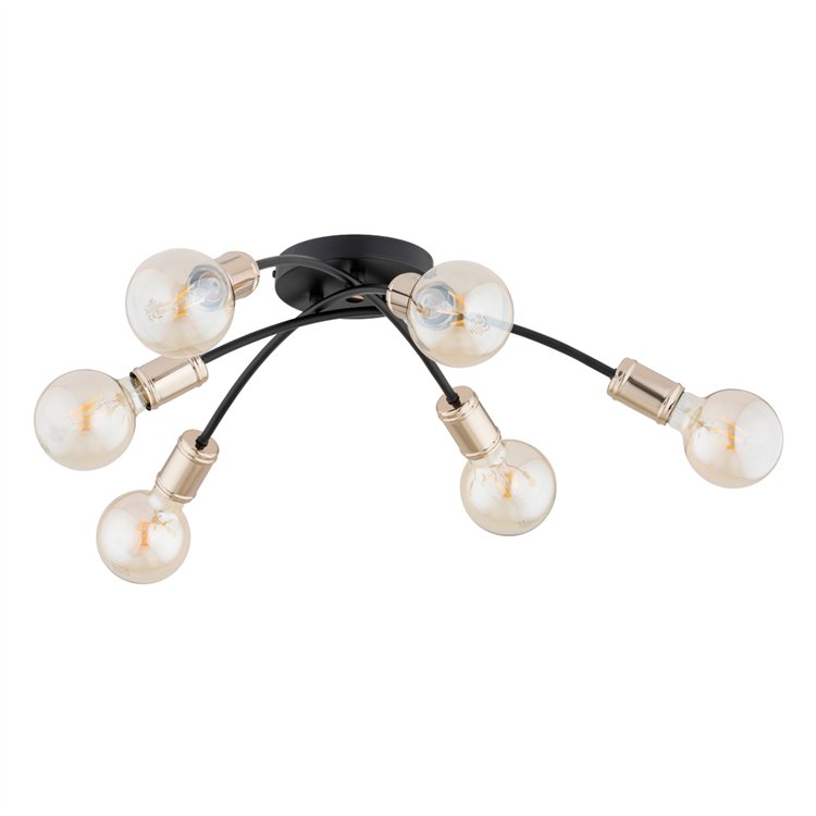 LENSI CZARNA & ZŁOTA 6xE27 Alfa Lampa Sufitowa