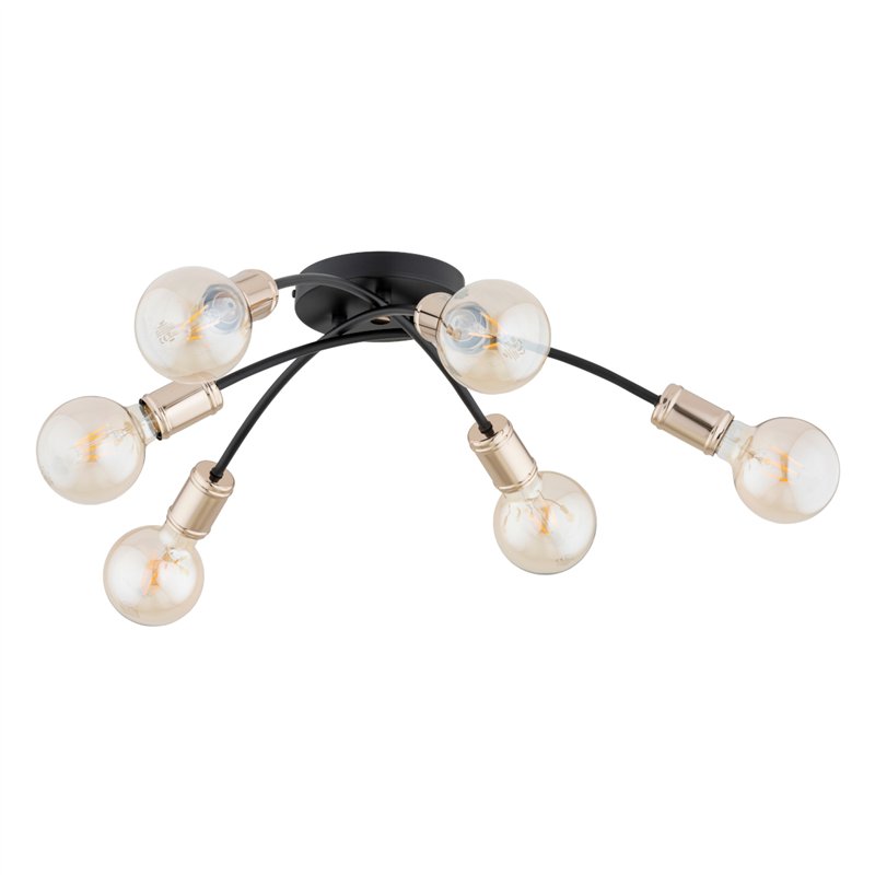 LENSI CZARNA & ZŁOTA 6xE27 Alfa Lampa Sufitowa LENSI CZARNA & ZŁOTA 6xE27 Alfa Lampa Sufitowa