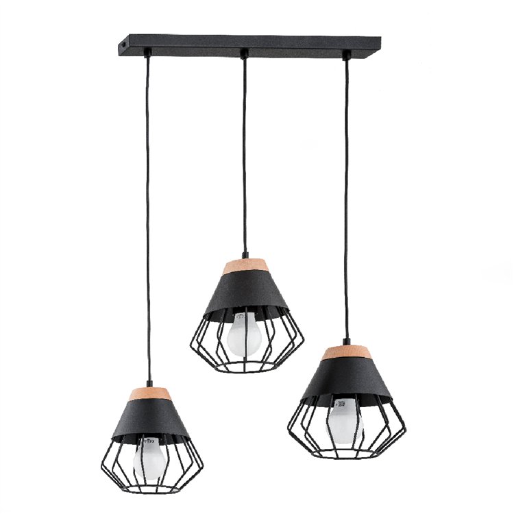 RINA CZARNA 3xE27 Alfa Lampa Wisząca
