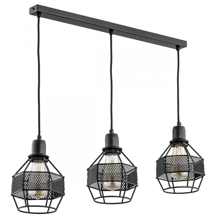 BLISTER CZARNA 3xE27 Alfa Lampa Wisząca 61001
