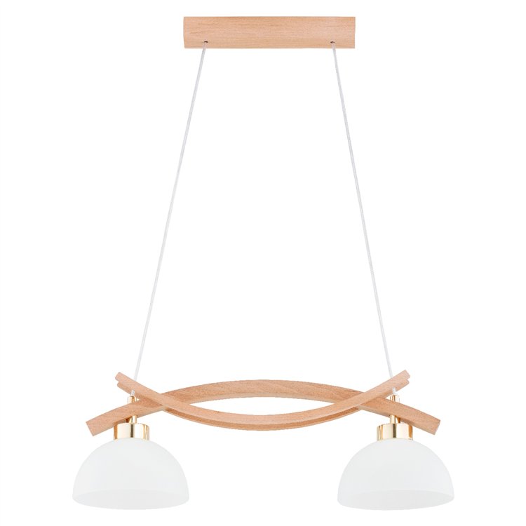 NASA DREWNIANA & ZŁOTA 2xE27 Alfa Lampa Wisząca
