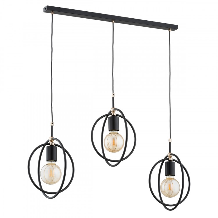 ENDORA CZARNA & ZŁOTA 3xE27 Alfa Lampa Wisząca 62430