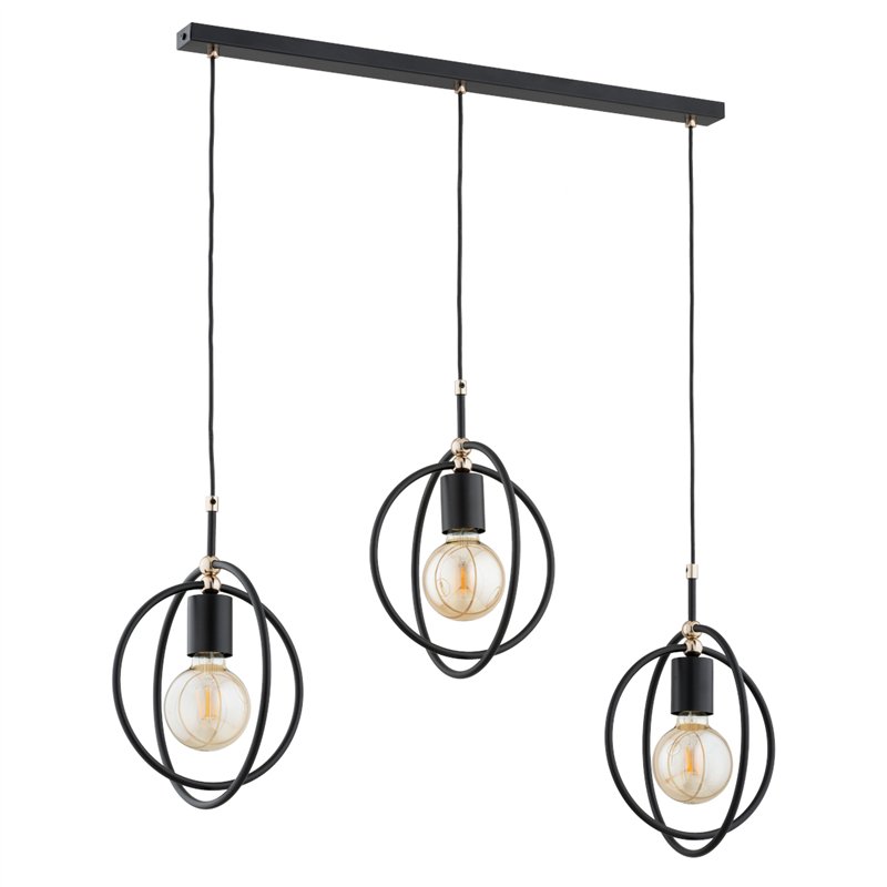 ENDORA CZARNA & ZŁOTA 3xE27 Alfa Lampa Wisząca ENDORA CZARNA & ZŁOTA 3xE27 Alfa Lampa Wisząca
