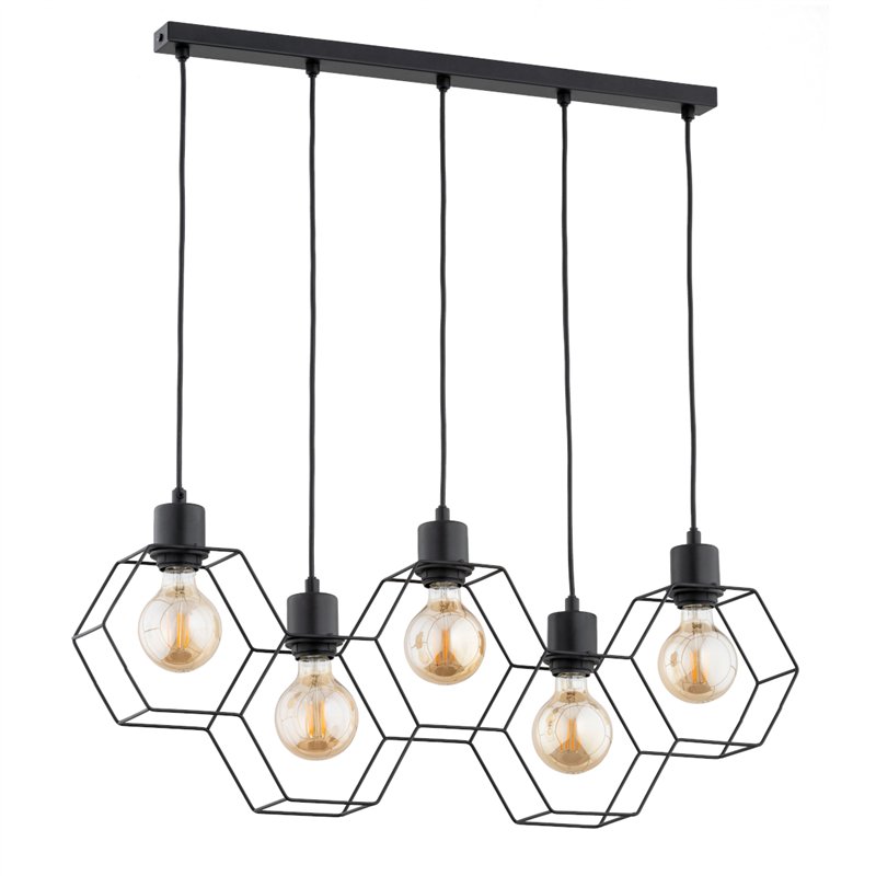 KOMBI CZARNA 5xE27 Alfa Lampa Wisząca KOMBI CZARNA 5xE27 Alfa Lampa Wisząca