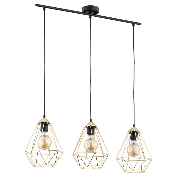 KOSMOS CZARNO-ZŁOTA 3xE27 Alfa Lampa Wisząca