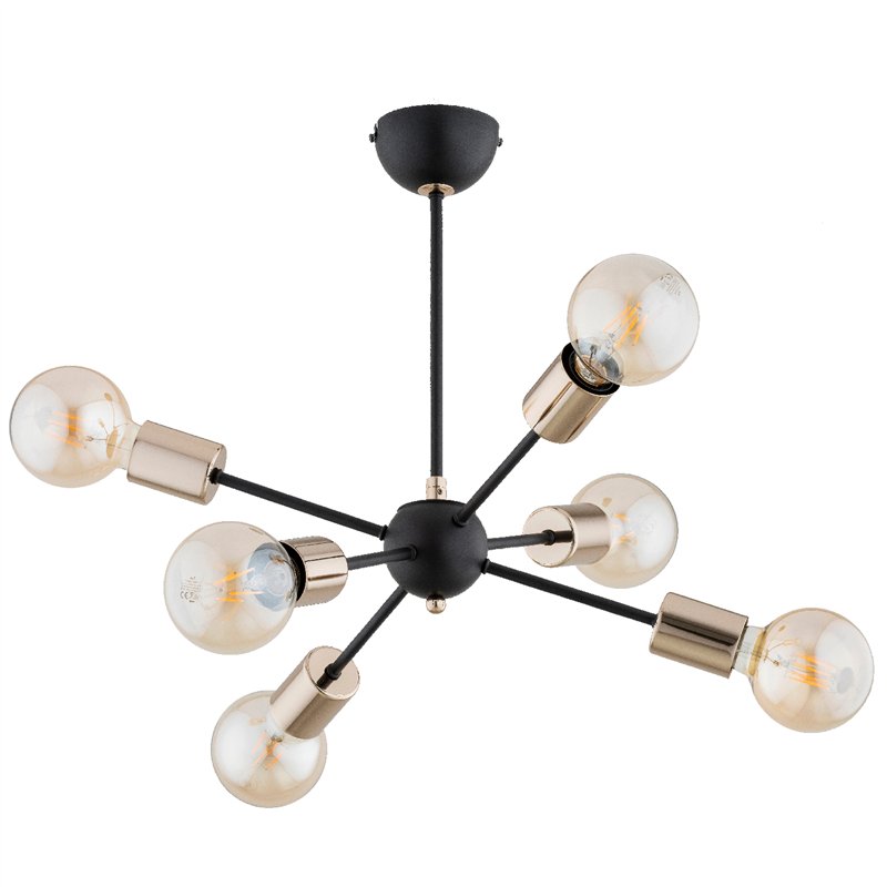 TIMOS CZARNA & ZŁOTA 6xE27 Alfa Lampa Sufitowa TIMOS CZARNA & ZŁOTA 6xE27 Alfa Lampa Sufitowa