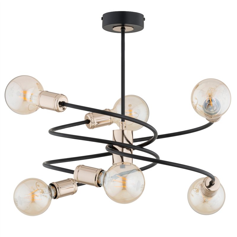 DISCO ZŁOTA & CZARNA 6xE27 Alfa Lampa Sufitowa DISCO ZŁOTA & CZARNA 6xE27 Alfa Lampa Sufitowa