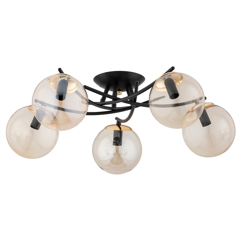 SAVI CZARNA & ZŁOTA 5xE14 Alfa Lampa Sufitowa SAVI CZARNA & ZŁOTA 5xE14 Alfa Lampa Sufitowa