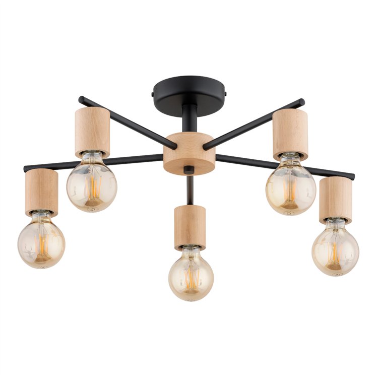 ARICO DREWNIANA 5xE27 Alfa Lampa Sufitowa
